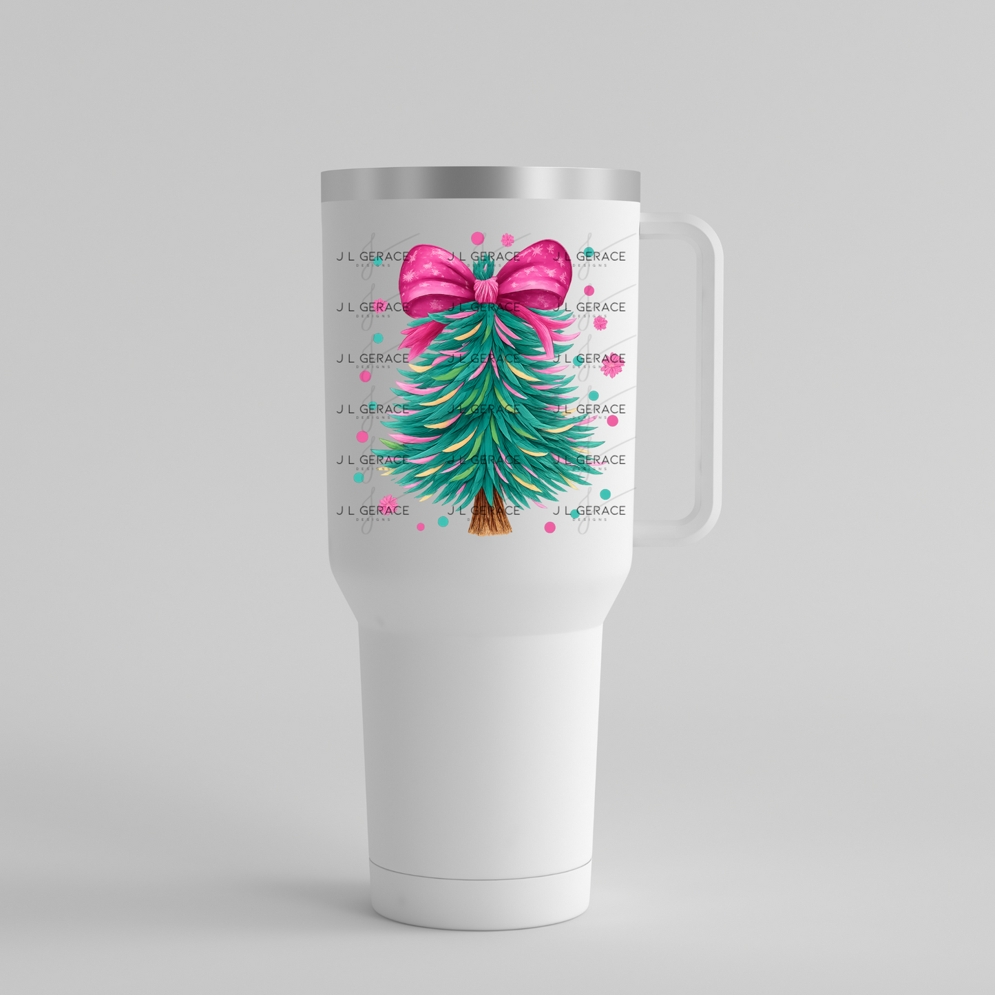 Pink Bow Pastel Christmas Tree PNG Clipart – Watercolor Holiday Design