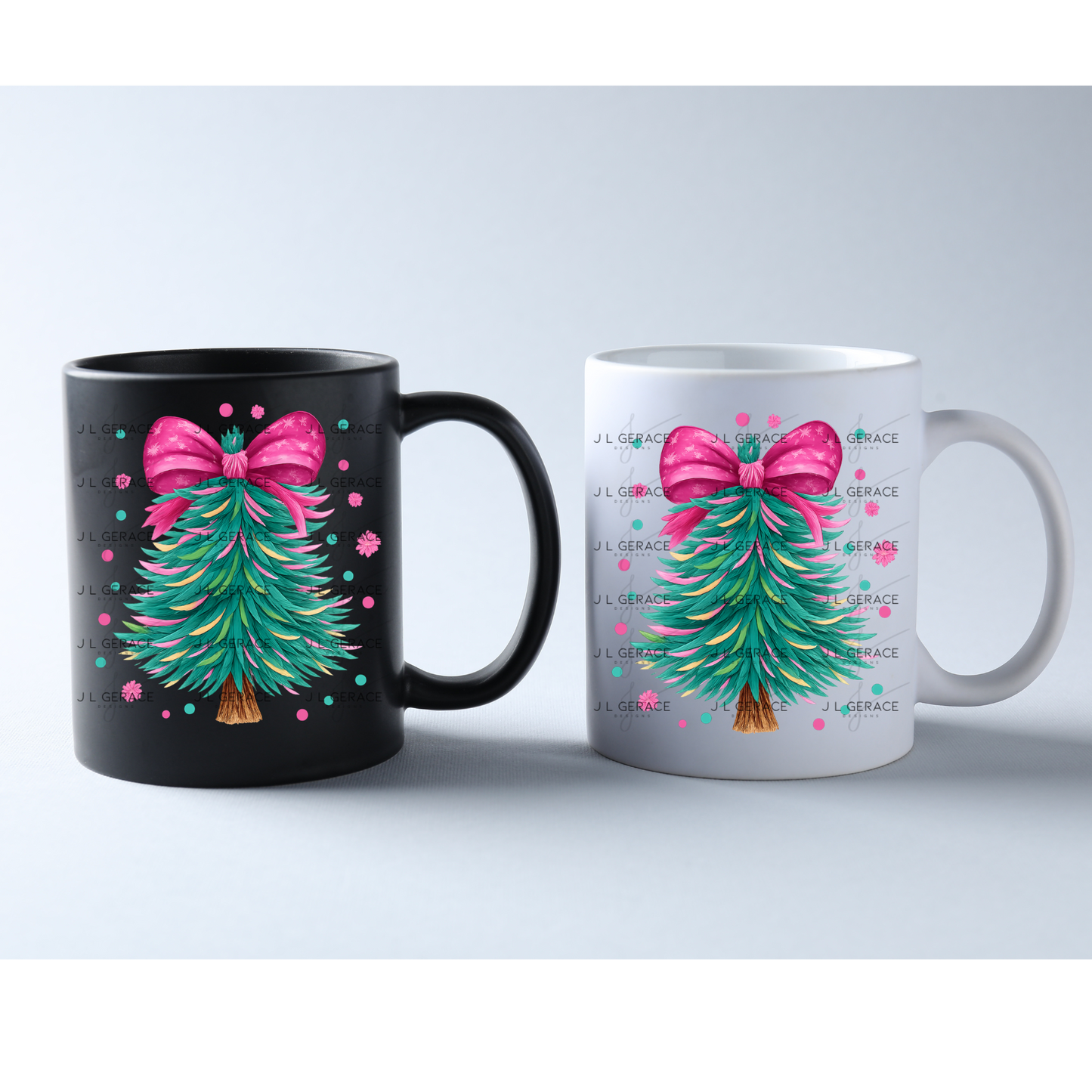 Pink Bow Pastel Christmas Tree PNG Clipart – Watercolor Holiday Design