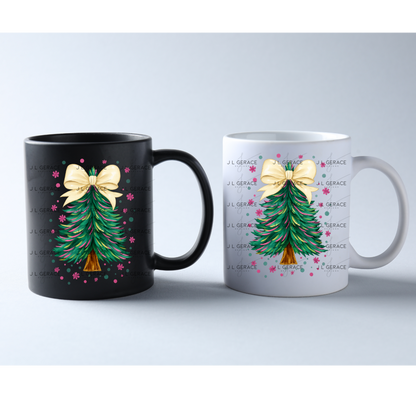 Gold Bow Christmas Tree PNG Clipart – Watercolor Pastel Holiday Design