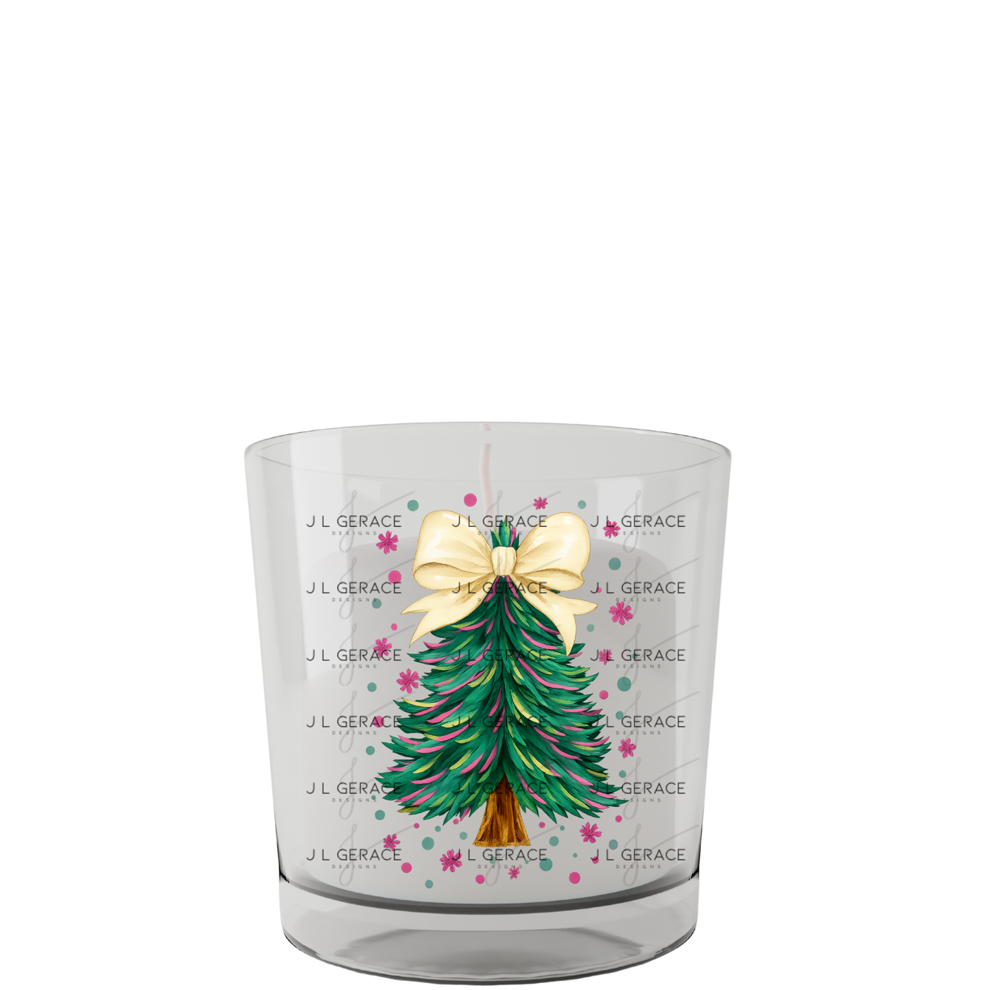 Gold Bow Christmas Tree PNG Clipart – Watercolor Pastel Holiday Design