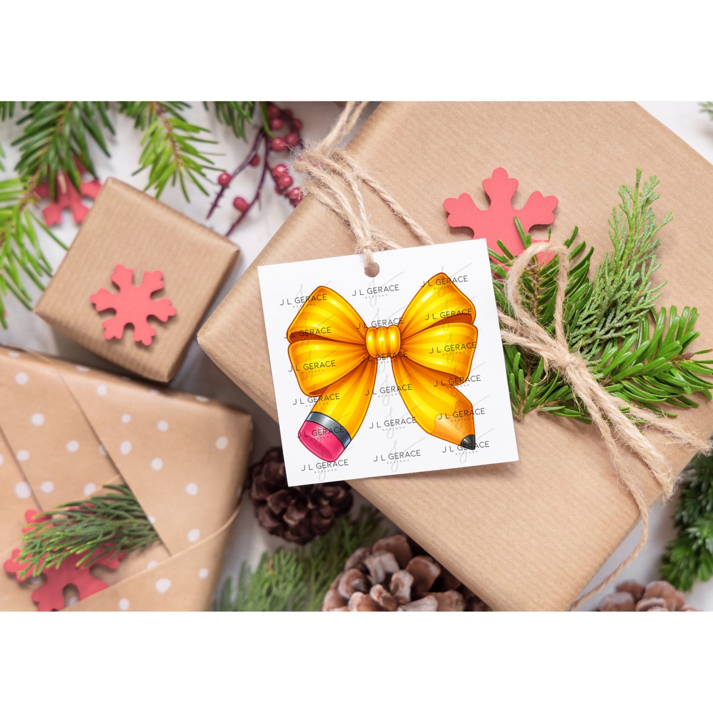 Yellow Pencil Bow PNG – Teacher Clipart