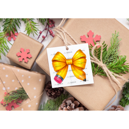 Yellow Pencil Bow PNG – Teacher Clipart