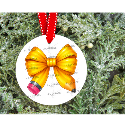 Yellow Pencil Bow PNG – Teacher Clipart