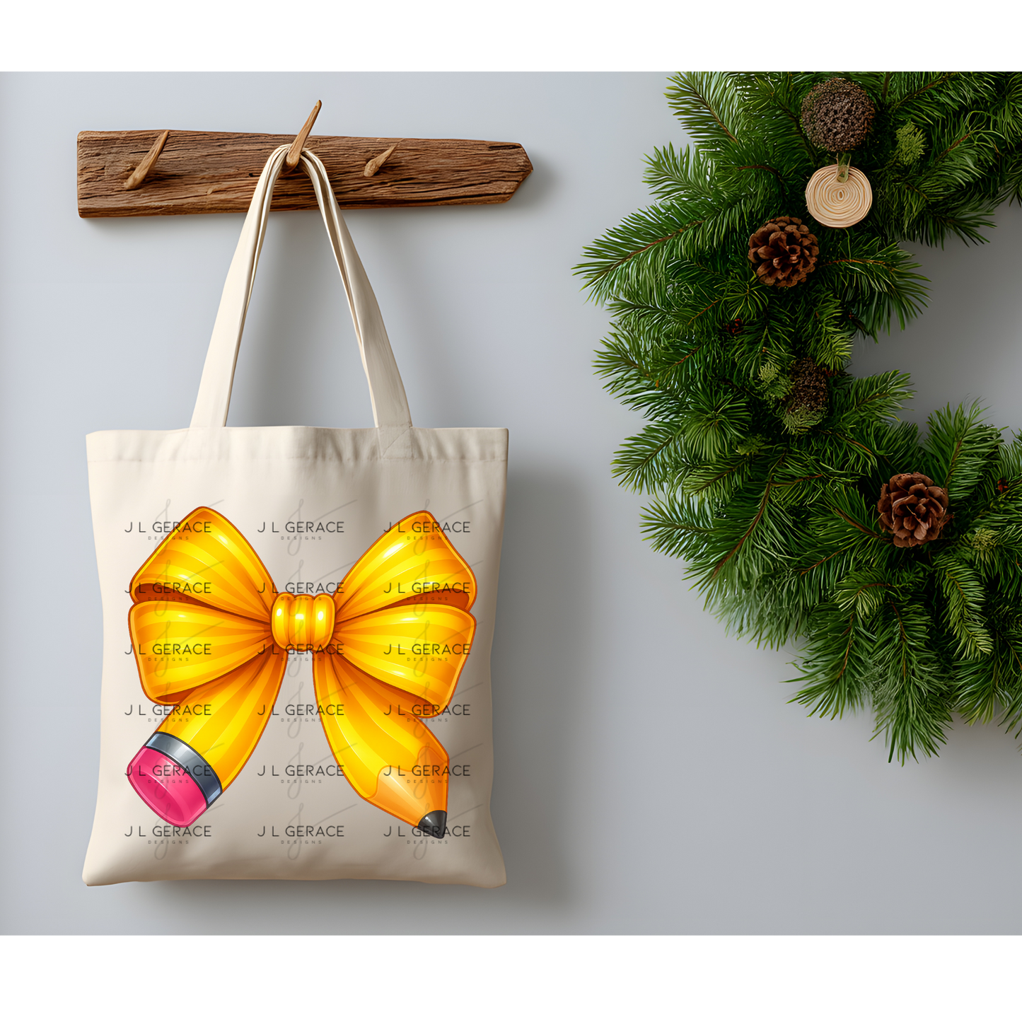 Yellow Pencil Bow PNG – Teacher Clipart