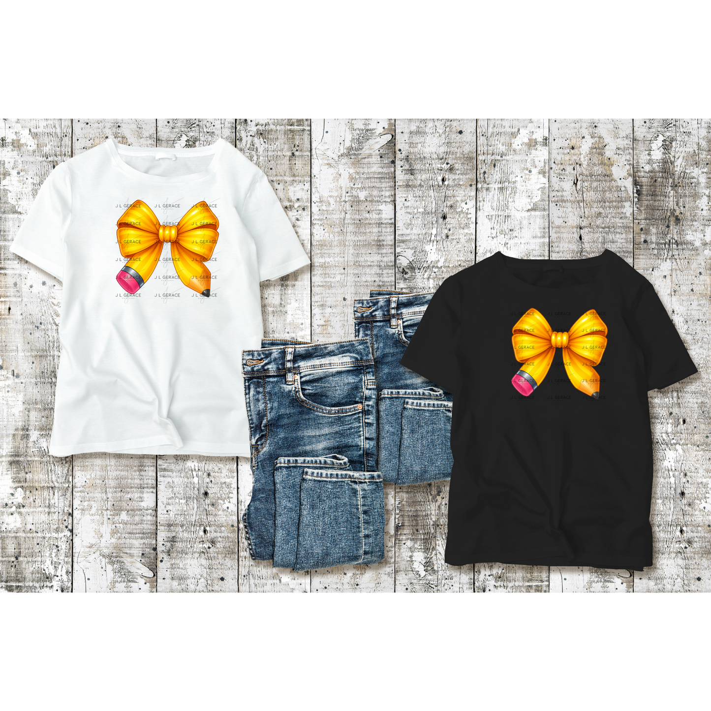 Yellow Pencil Bow PNG – Teacher Clipart