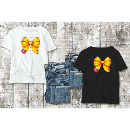 Yellow Pencil Bow PNG – Teacher Clipart