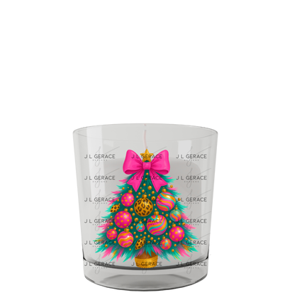Bright Leopard Ornament Christmas Tree PNG Clipart – Glossy Pink Bow Holiday Design