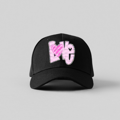 Pink Chunky Glitter with striped heart LOVE Valentine PNG