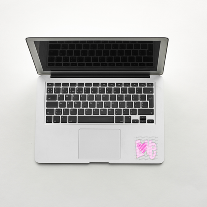 Pink Chunky Glitter with striped heart LOVE Valentine PNG