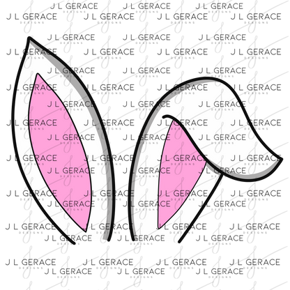 White Easter Bunny Ears Black Outline PNG