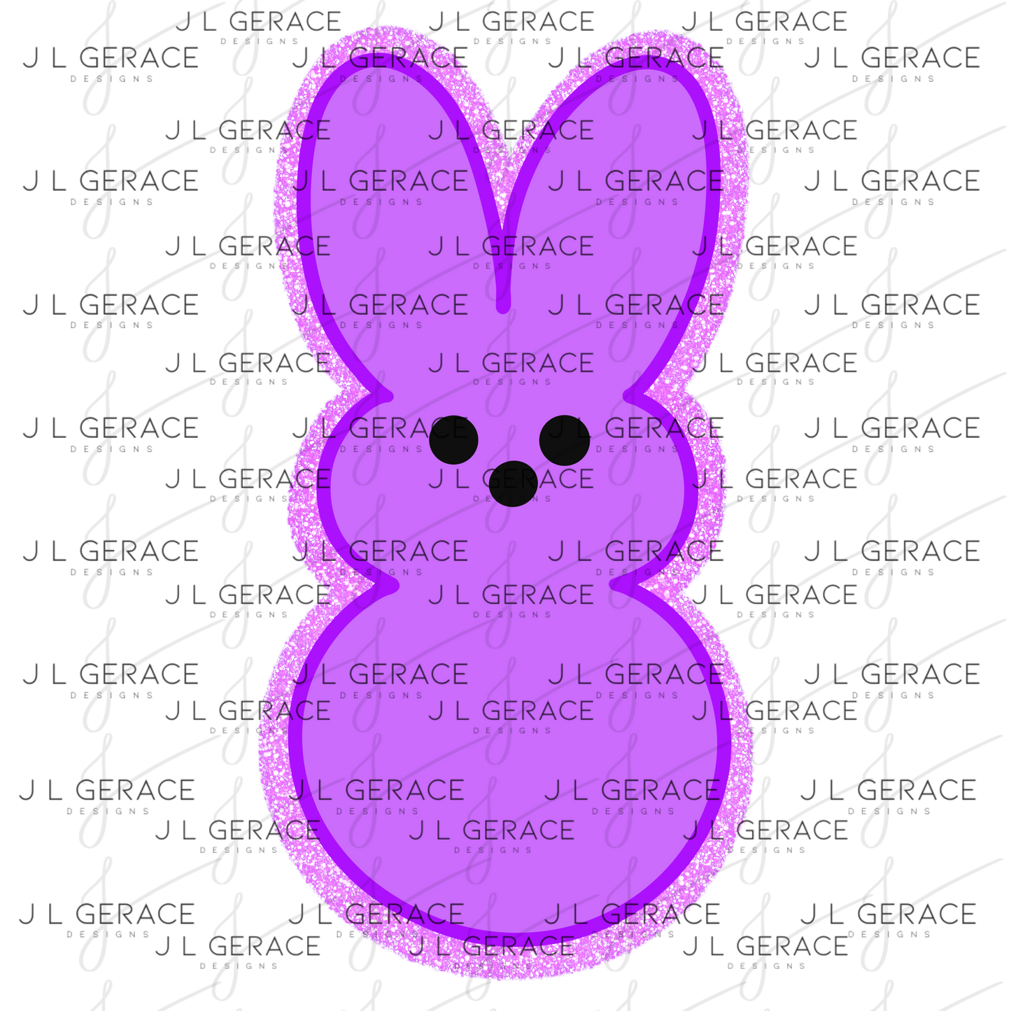 Purple Glitter Bunny Peep Easter Clipart Sublimation PNG