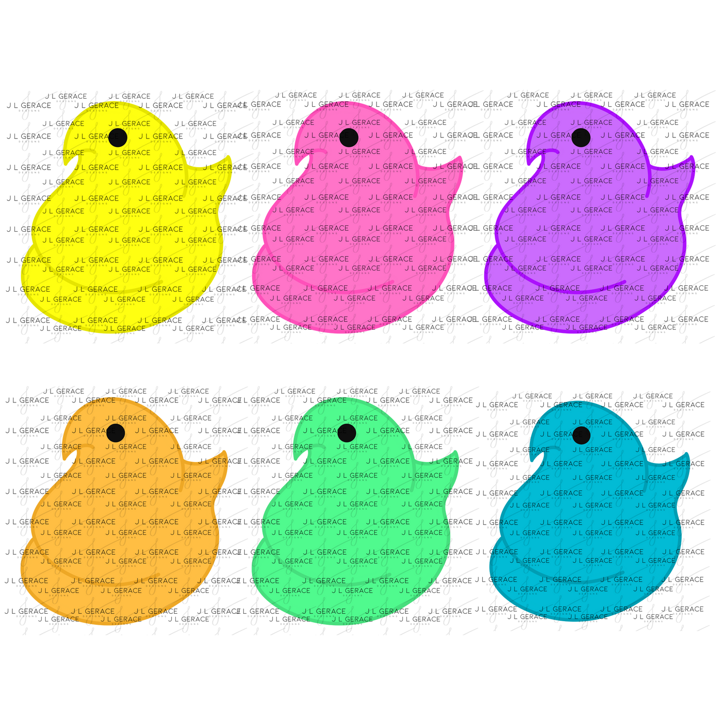 BUNDLE - 6 Colors - Easter Peep Chick Bundle Clipart Sublimation PNG