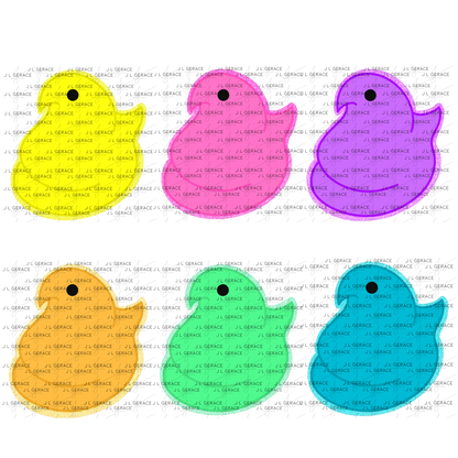 BUNDLE - 6 Colors - Easter Peep Chick Glitter Outline Bundle Clipart Sublimation PNG