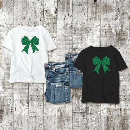 Green Gingham Bow PNG St Patricks Day Sublimation Clipart Digital Download