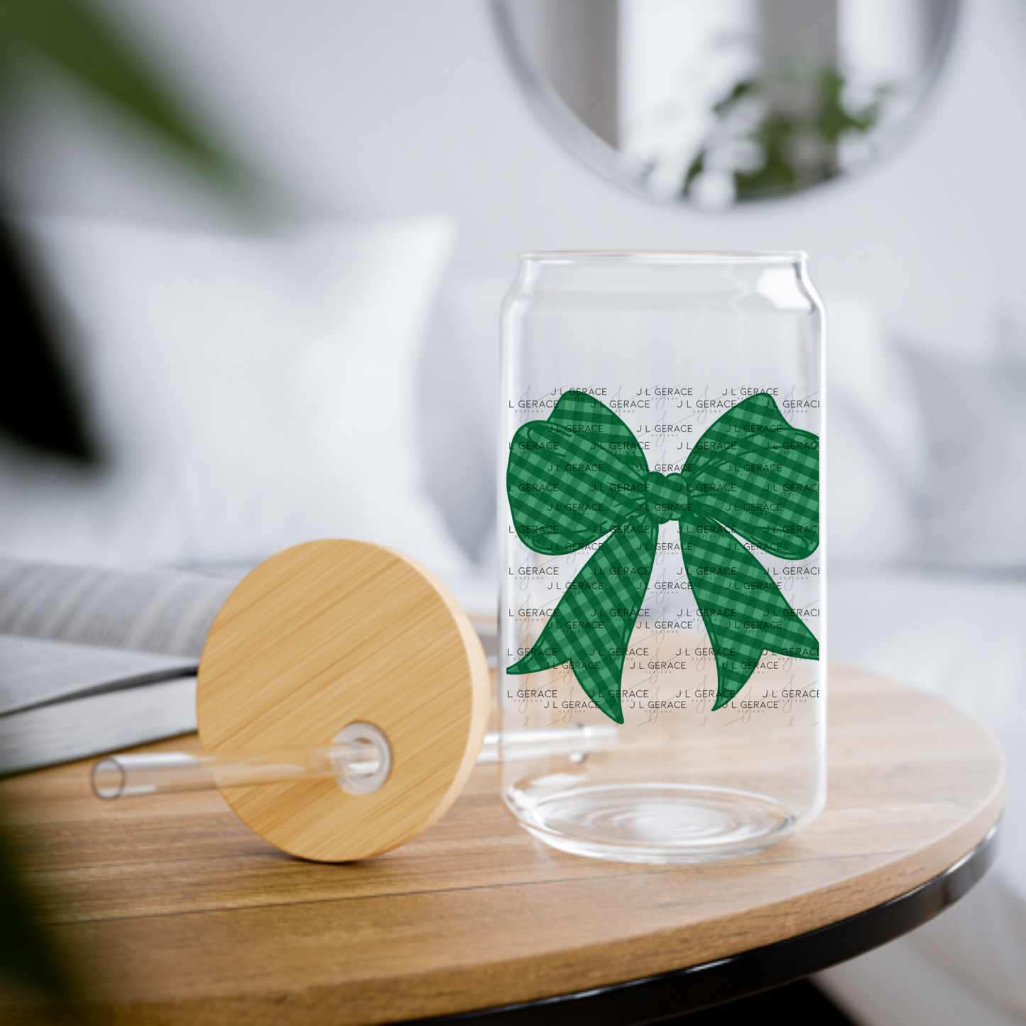 Green Gingham Bow PNG St Patricks Day Sublimation Clipart Digital Download
