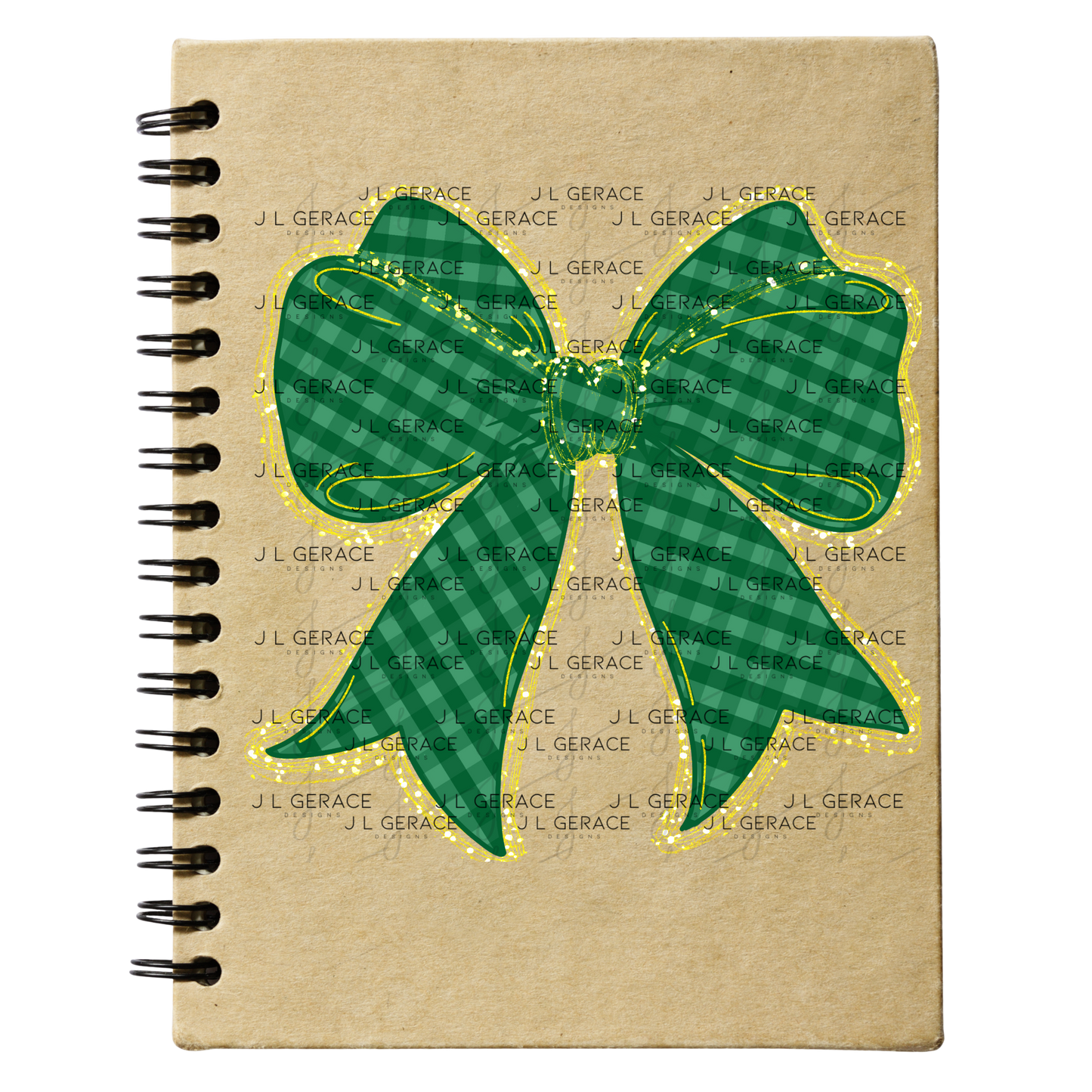 Green Gingham Bow PNG Gold String Glitter Outline St Patricks Day Sublimation Digital Download