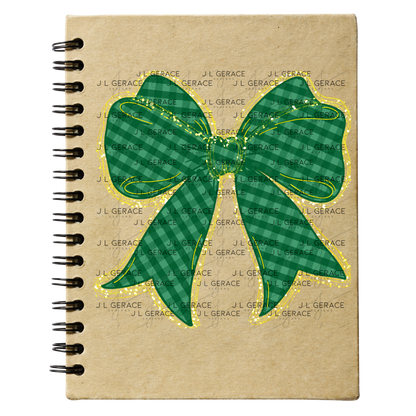 Green Gingham Bow PNG Gold String Glitter Outline St Patricks Day Sublimation Digital Download