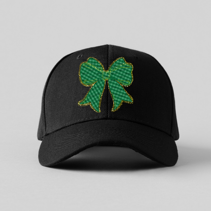 Green Gingham Bow PNG Gold String Glitter Outline St Patricks Day Sublimation Digital Download