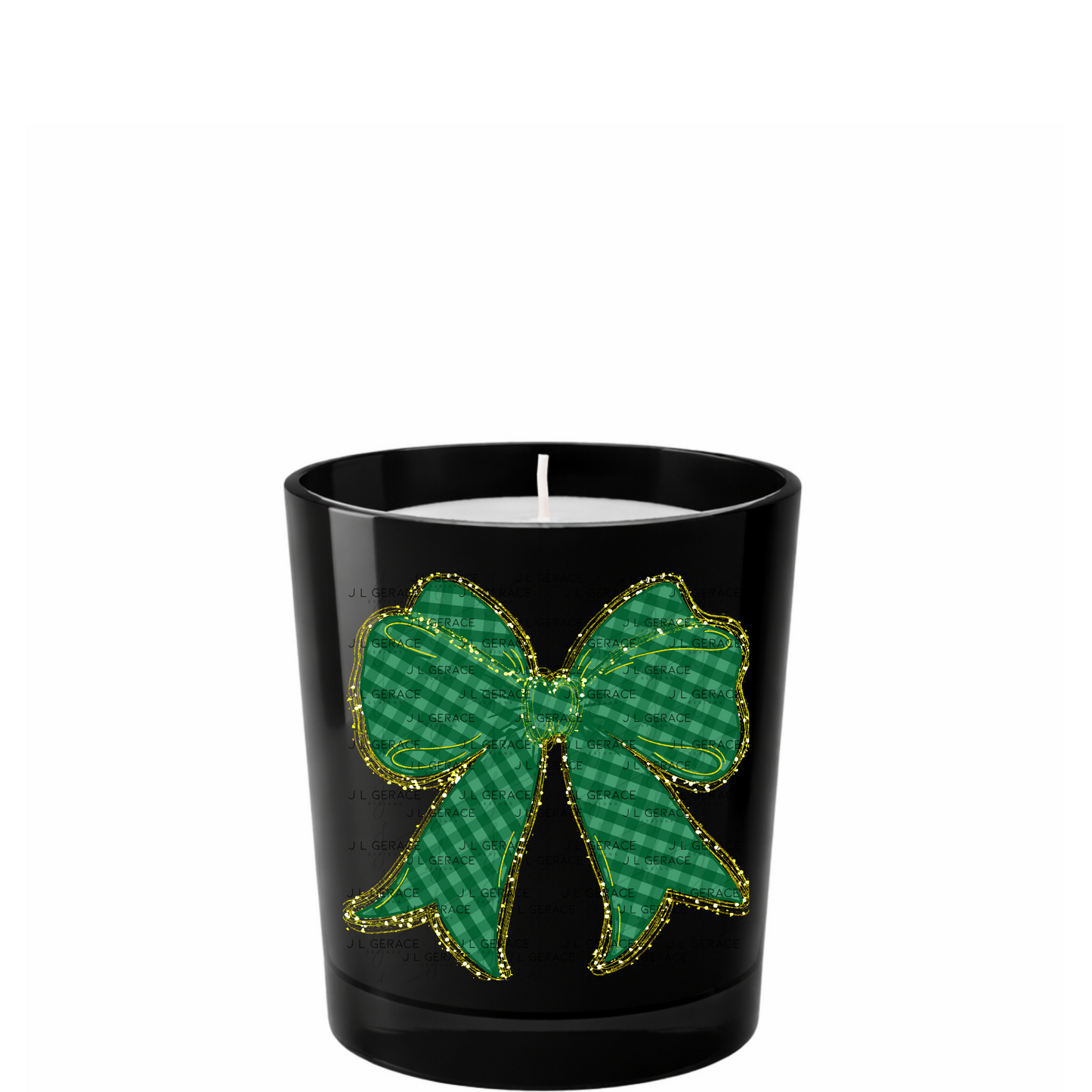 Green Gingham Bow PNG Gold String Glitter Outline St Patricks Day Sublimation Digital Download