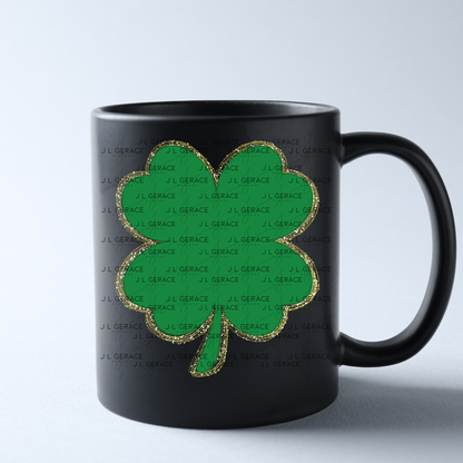 Shamrock PNG Gold Glitter Outline St Patricks Day Sublimation Digital Download