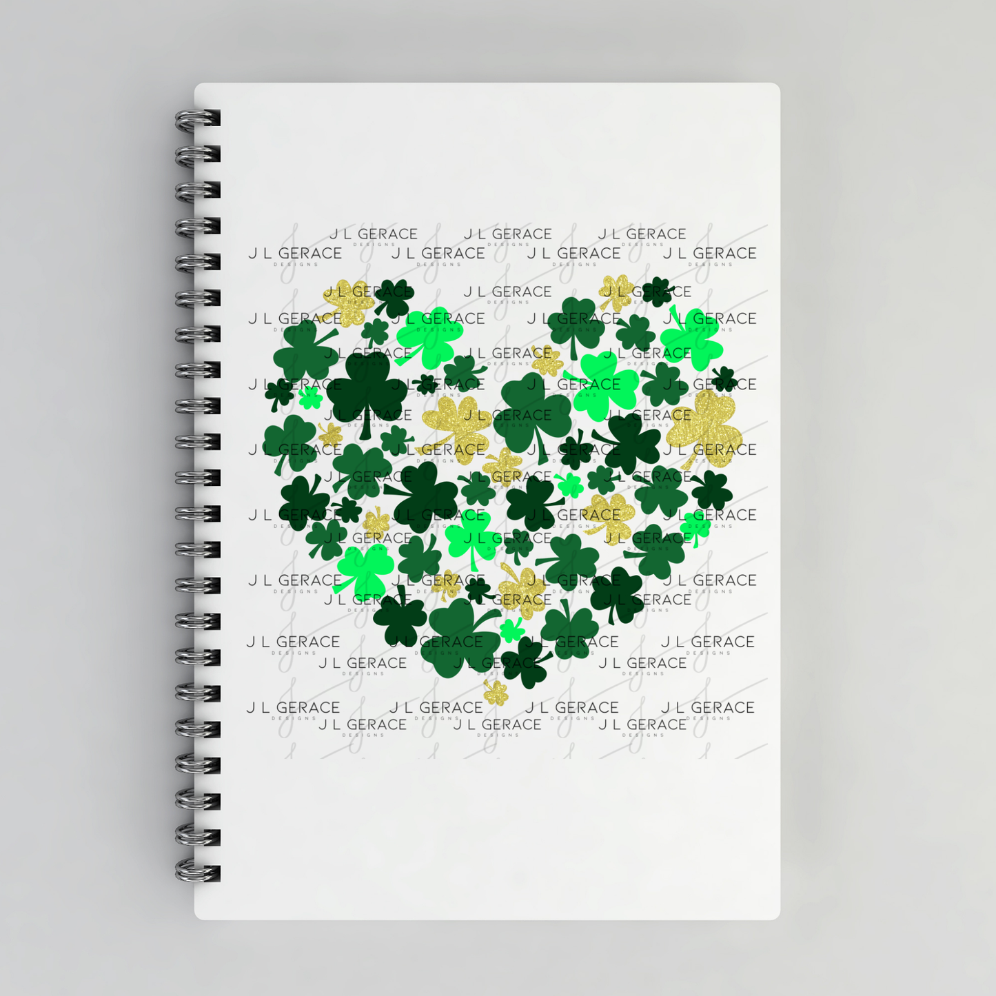 Shamrock Heart PNG Green Gold St Patricks Day Sublimation Design