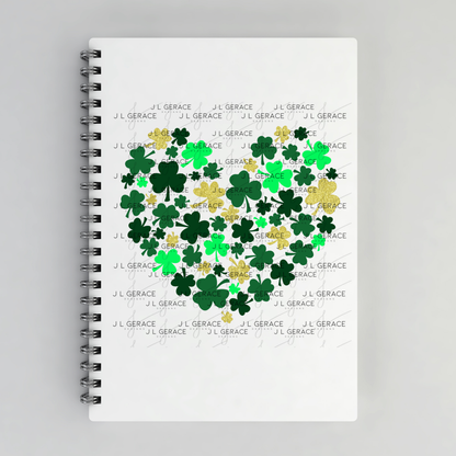 Shamrock Heart PNG Green Gold St Patricks Day Sublimation Design
