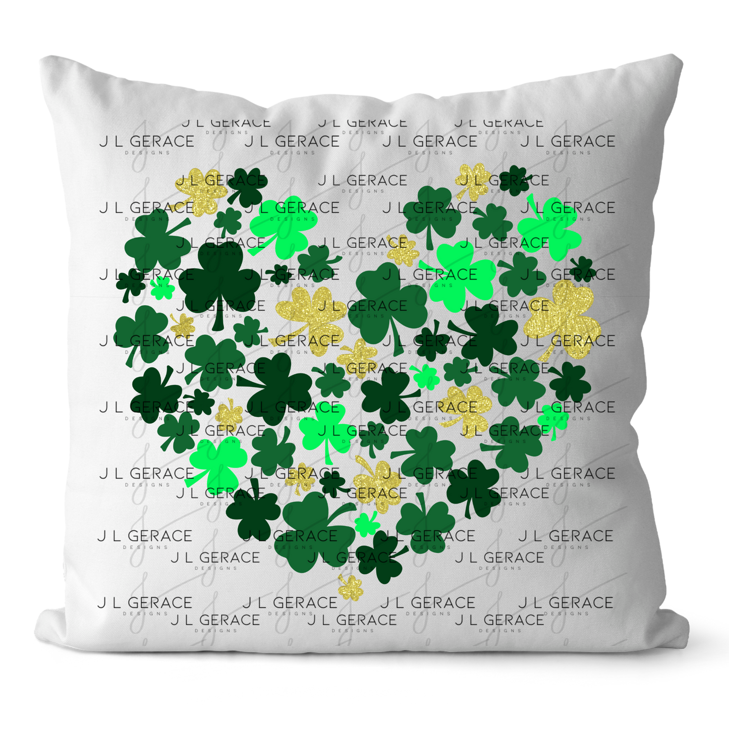 Shamrock Heart PNG Green Gold St Patricks Day Sublimation Design