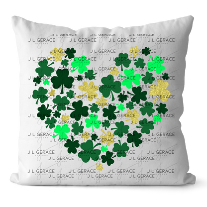Shamrock Heart PNG Green Gold St Patricks Day Sublimation Design