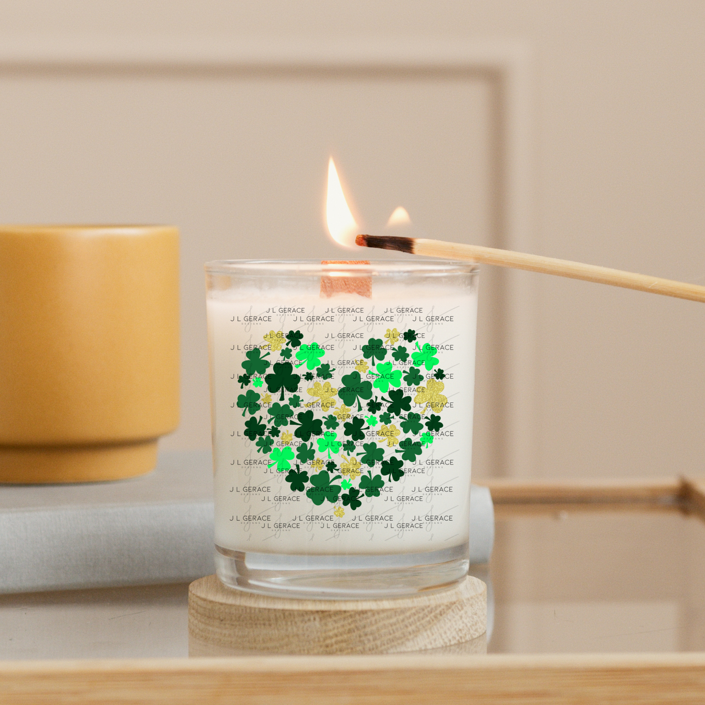 Shamrock Heart PNG Green Gold St Patricks Day Sublimation Design