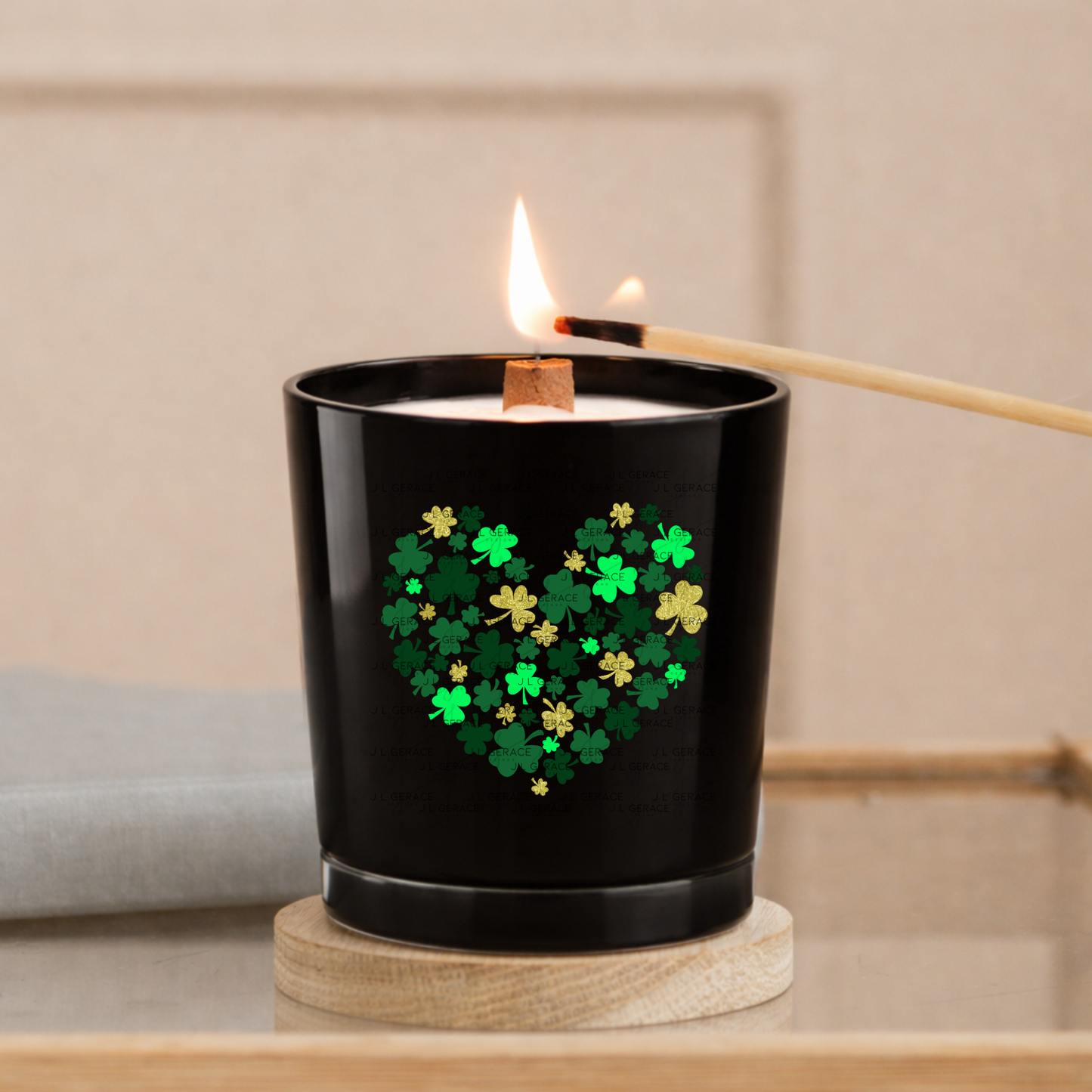 Shamrock Heart PNG Green Gold St Patricks Day Sublimation Design