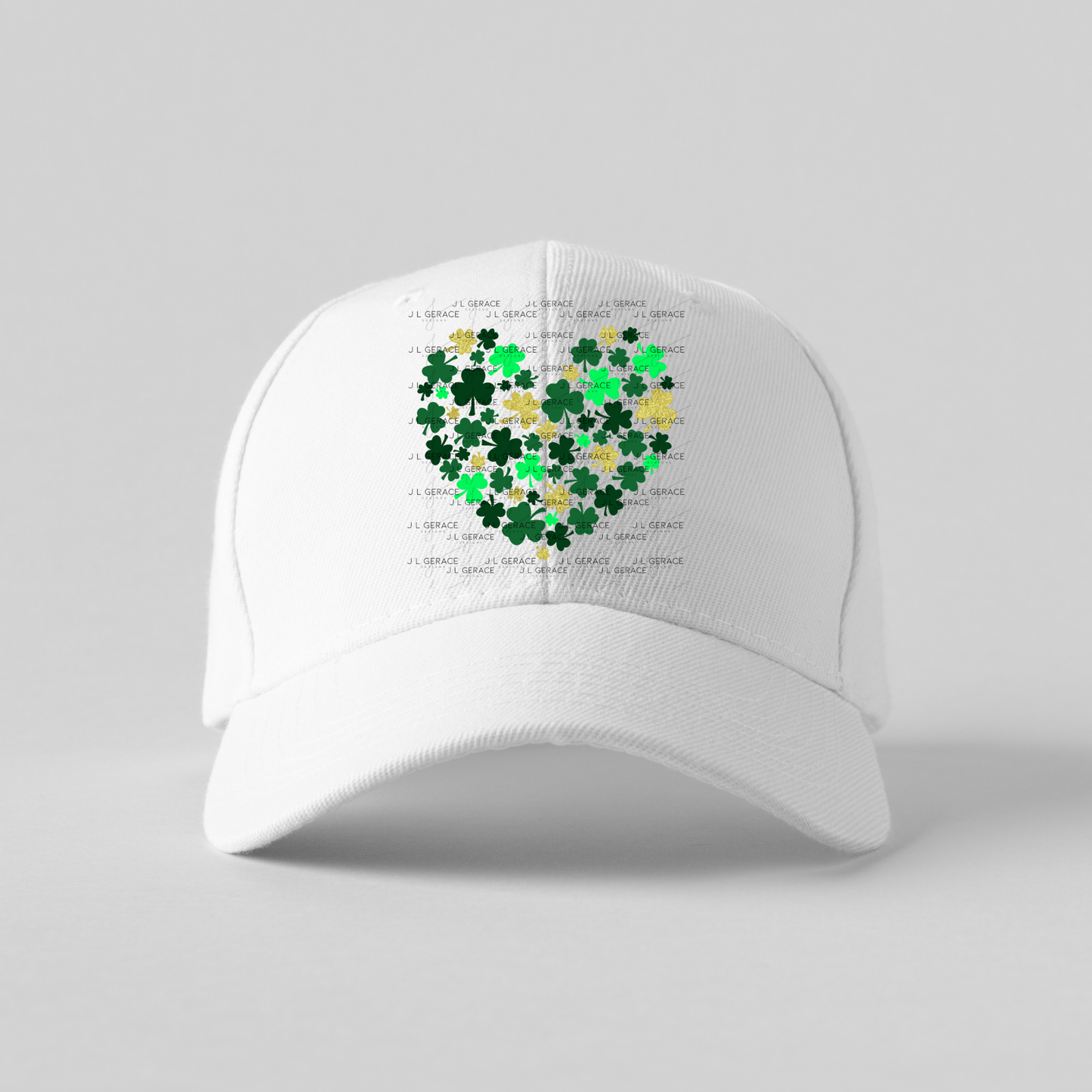 Shamrock Heart PNG Green Gold St Patricks Day Sublimation Design