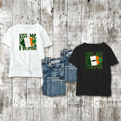 Kiss Me I’m Irish PNG Gold Glitter Outline Irish Flag Lips Digital Download