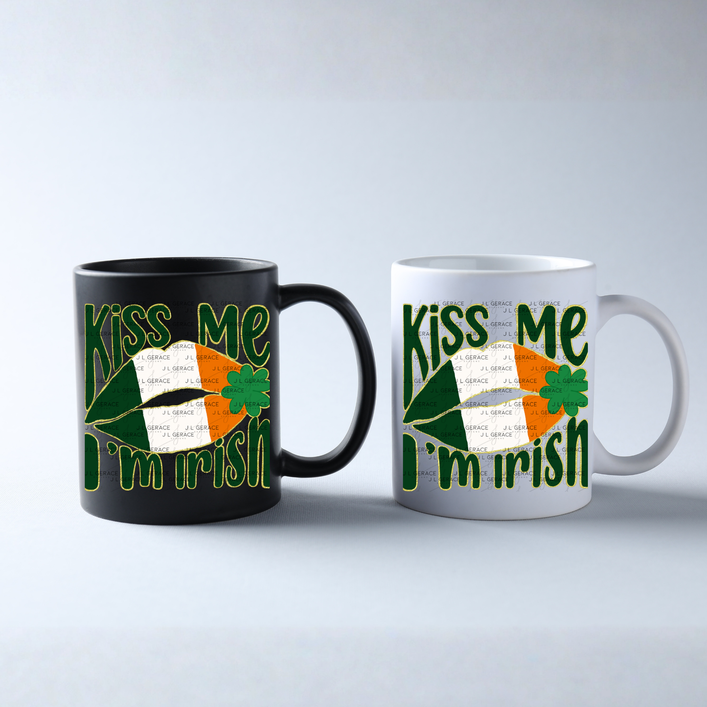 Kiss Me I’m Irish PNG Gold Glitter Outline Irish Flag Lips Digital Download