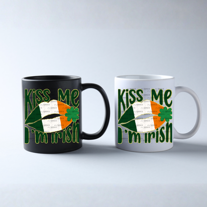 Kiss Me I’m Irish PNG Gold Glitter Outline Irish Flag Lips Digital Download
