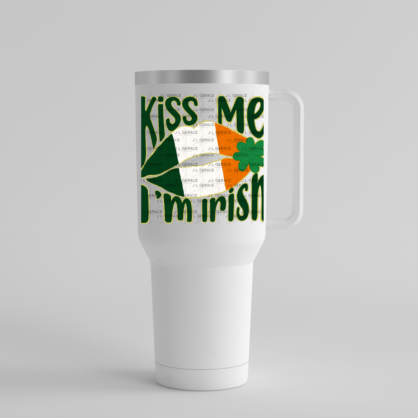 Kiss Me I’m Irish PNG Gold Glitter Outline Irish Flag Lips Digital Download
