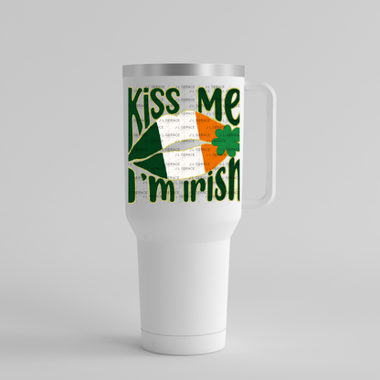 Kiss Me I’m Irish PNG Gold Glitter Outline Irish Flag Lips Digital Download