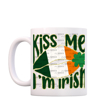Kiss Me I’m Irish PNG Gold Glitter Outline Irish Flag Lips Digital Download