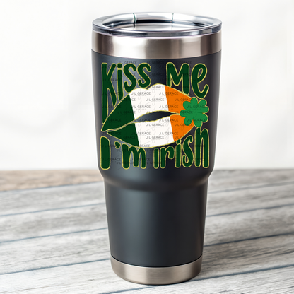 Kiss Me I’m Irish PNG Gold Glitter Outline Irish Flag Lips Digital Download