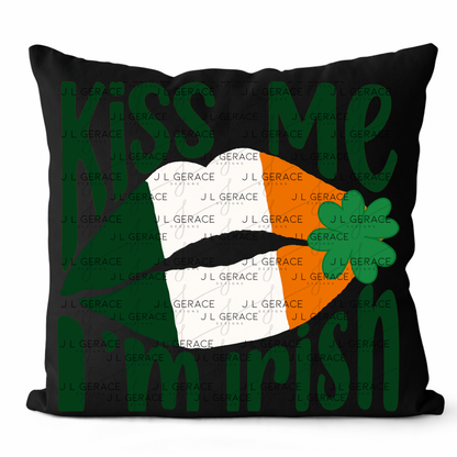 Kiss Me I’m Irish PNG Irish Flag Lips Shamrock St Patricks Day Digital Download