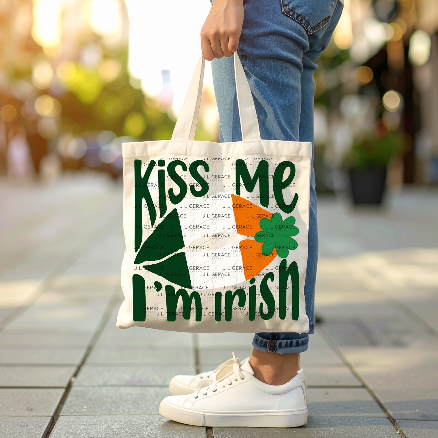 Kiss Me I’m Irish PNG Irish Flag Lips Shamrock St Patricks Day Digital Download