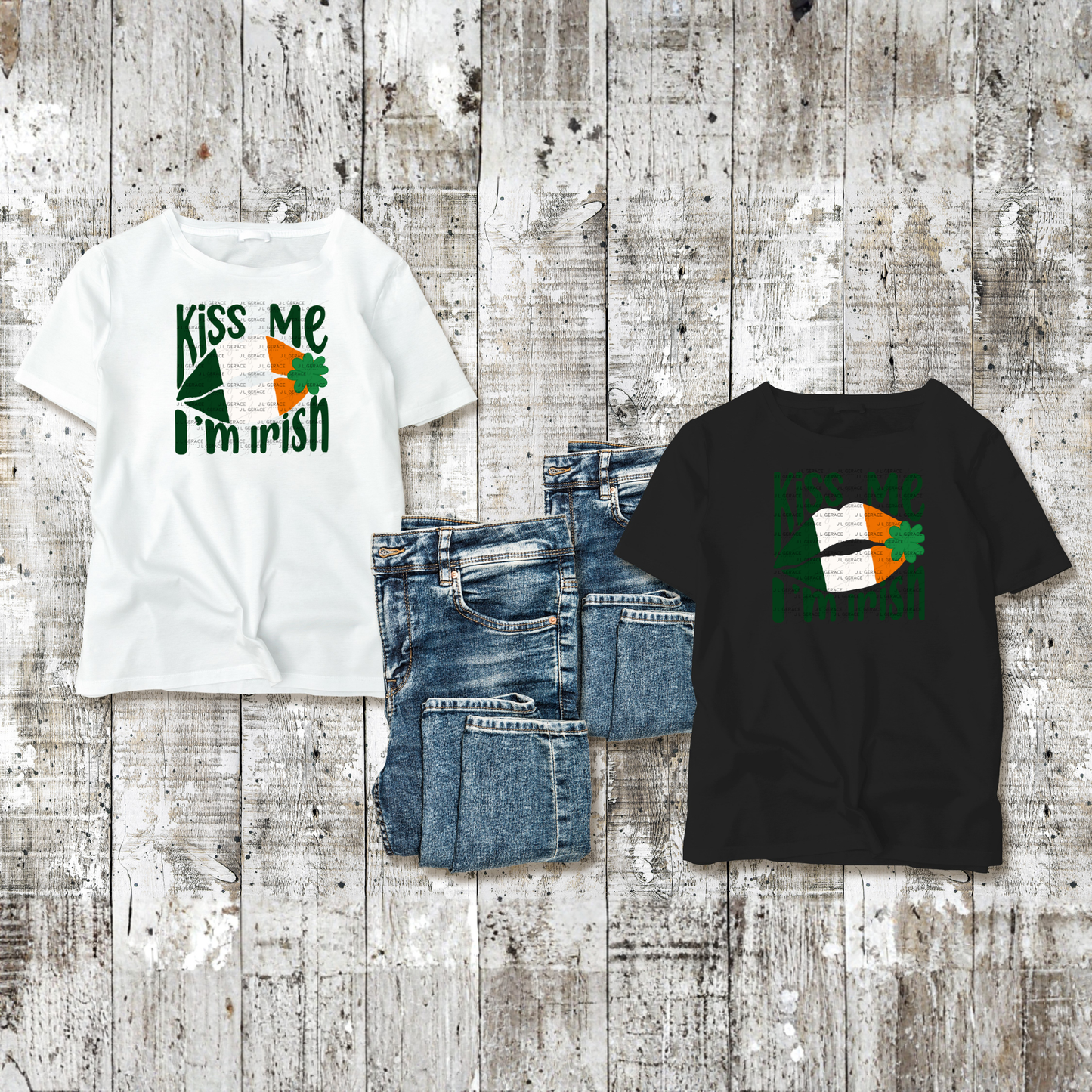 Kiss Me I’m Irish PNG Irish Flag Lips Shamrock St Patricks Day Digital Download