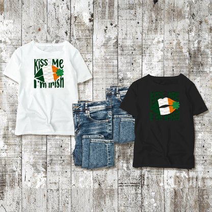 Kiss Me I’m Irish PNG Irish Flag Lips Shamrock St Patricks Day Digital Download