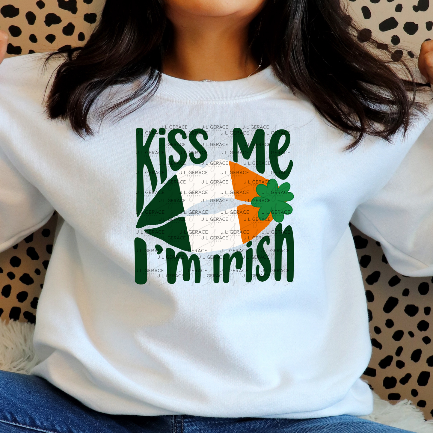 Kiss Me I’m Irish PNG Irish Flag Lips Shamrock St Patricks Day Digital Download