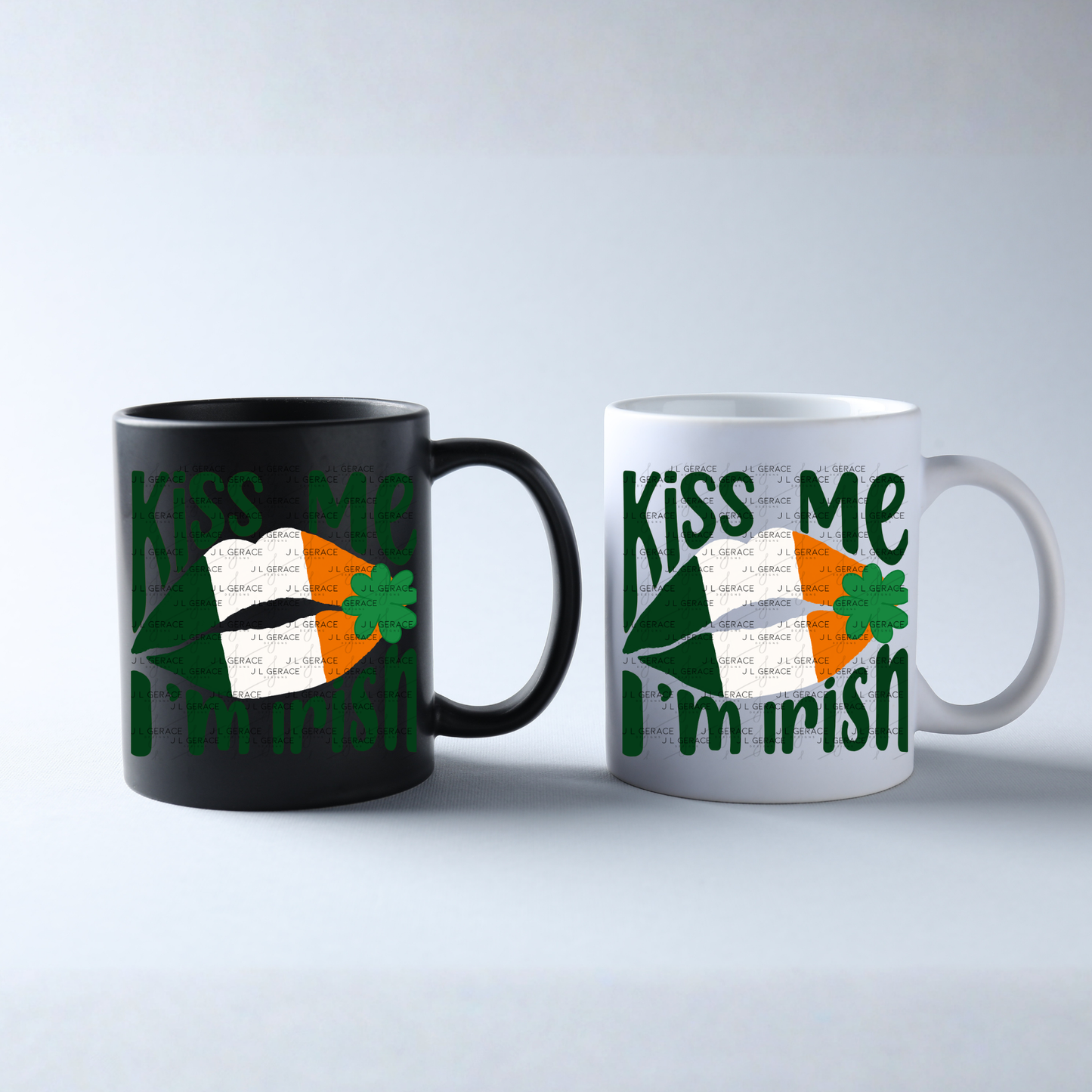 Kiss Me I’m Irish PNG Irish Flag Lips Shamrock St Patricks Day Digital Download