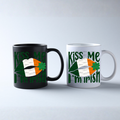 Kiss Me I’m Irish PNG Irish Flag Lips Shamrock St Patricks Day Digital Download