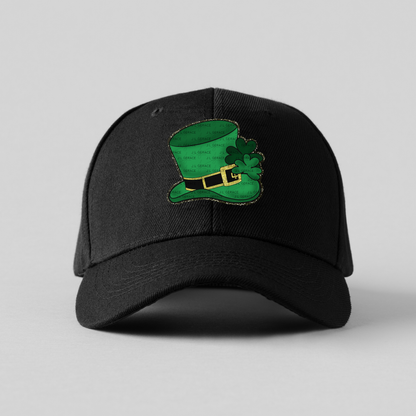 St Patrick's Day Leprechaun Hat String Glitter Outline PNG – Green Top Hat with Shamrock