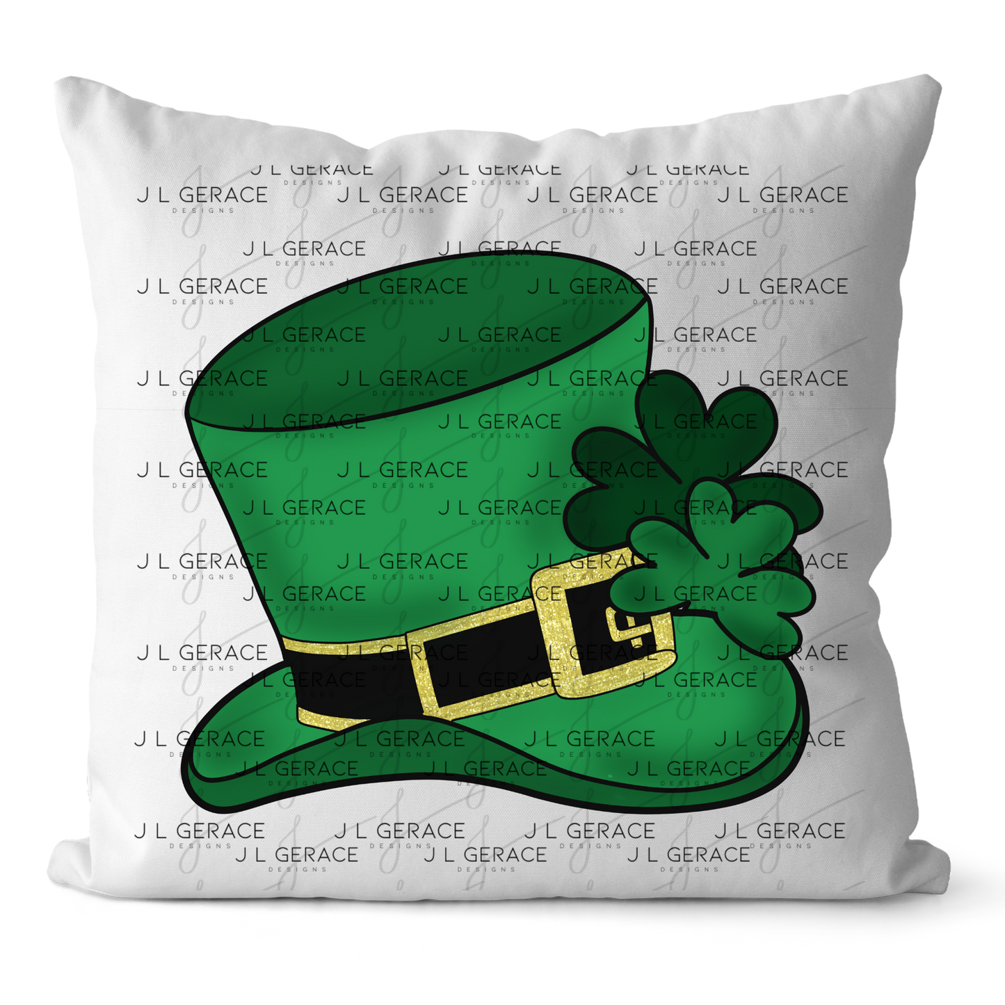 St Patrick Leprechaun Hat PNG – Green Top Hat with Shamrock and Gold Glitter Buckle