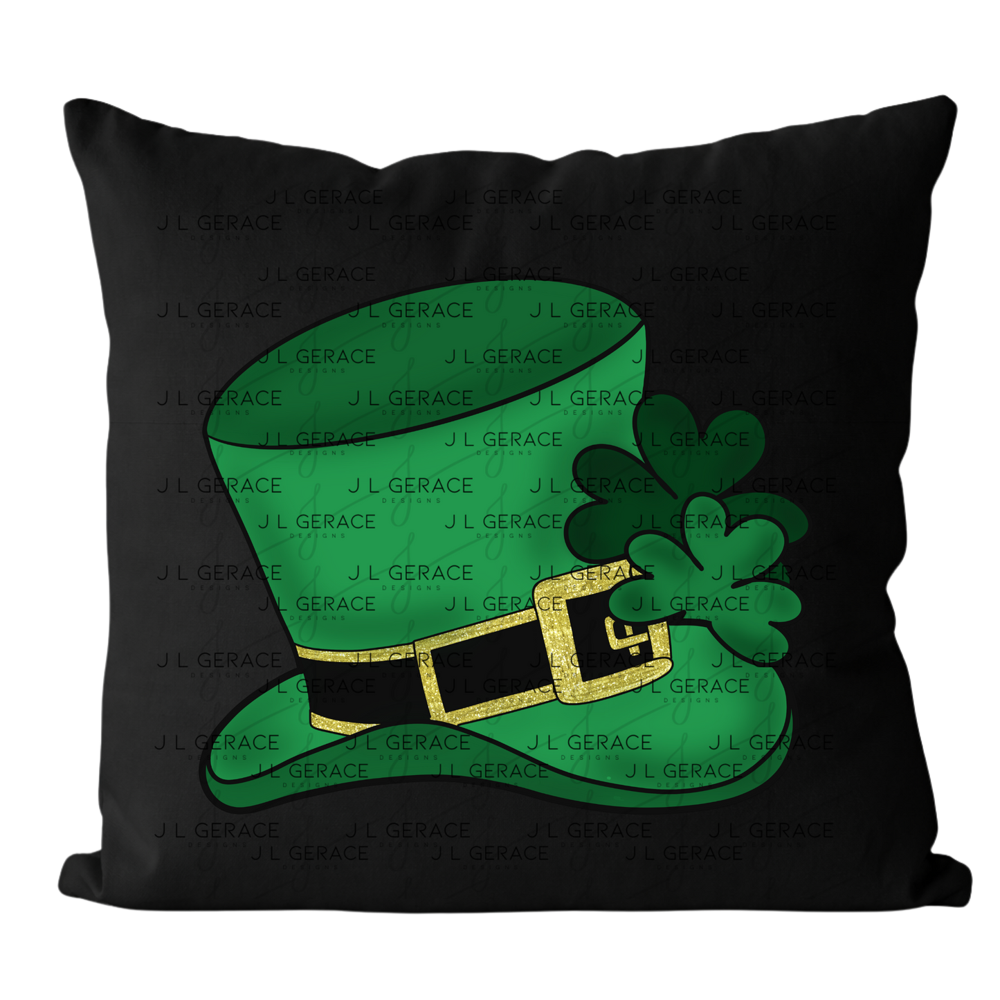St Patrick Leprechaun Hat PNG – Green Top Hat with Shamrock and Gold Glitter Buckle