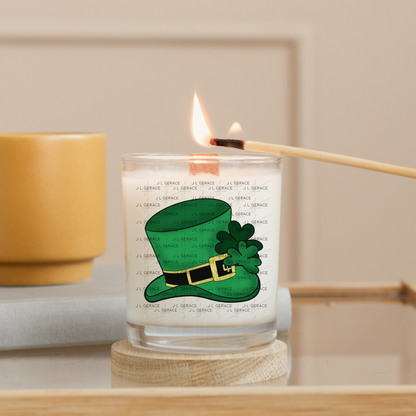 St Patrick Leprechaun Hat PNG – Green Top Hat with Shamrock and Gold Glitter Buckle