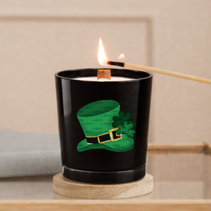 St Patrick Leprechaun Hat PNG – Green Top Hat with Shamrock and Gold Glitter Buckle